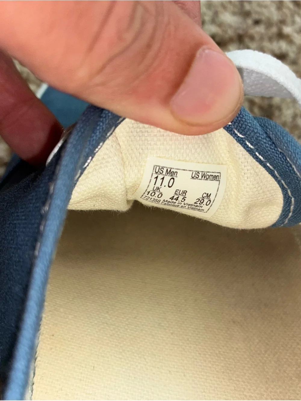 Vans Men’s Blue Canvas Authentic Low-Top Sneakers